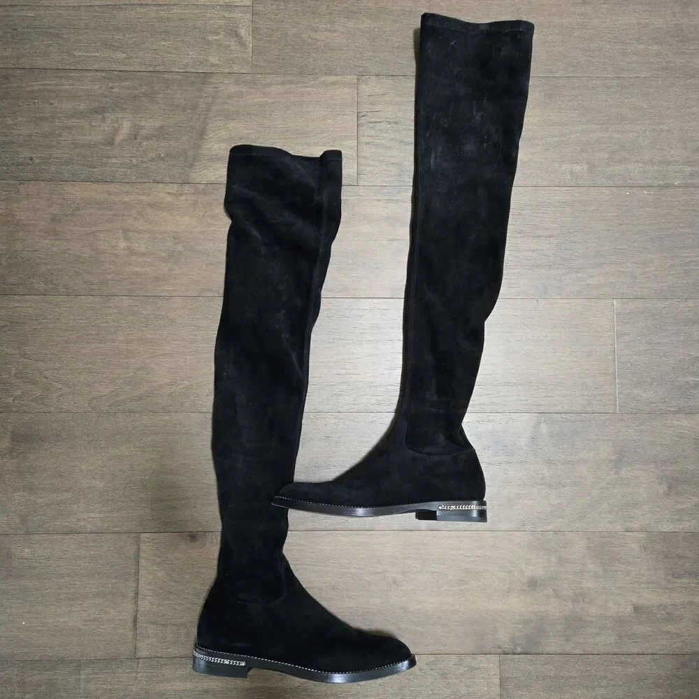 Le Silla Leather Black Over The Knee Suede Boots Size 40